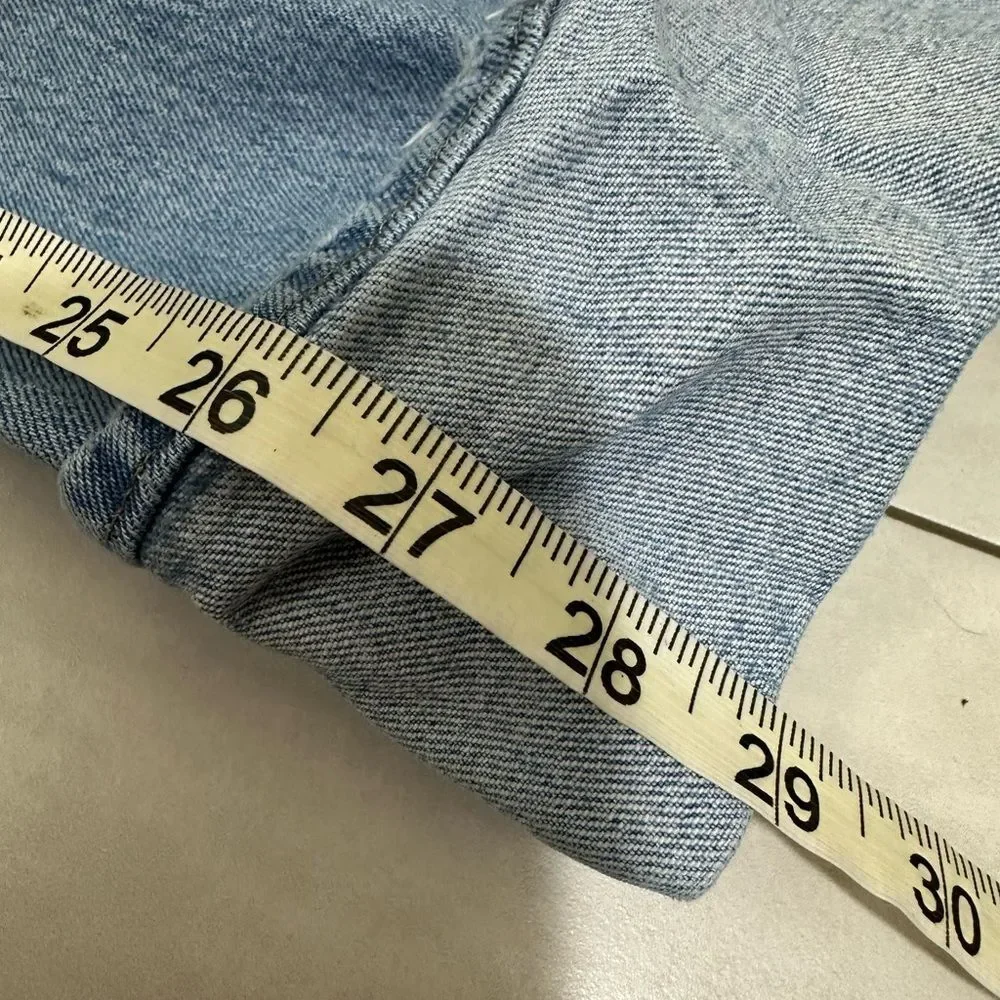 Abercrombie & Fitch The Baggy Low Rise Jeans Cuffed Hem Medium Wash - Picture 6 of 7